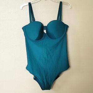 Old Navy Plus Size Dark Green Underwire One Piece Swimsuit - Size XXL